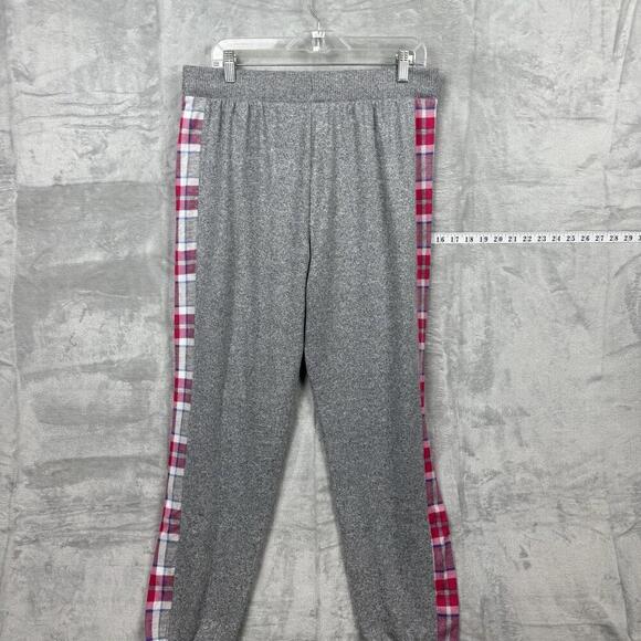 Tommy Hilfiger Gray Jogger Sweatpants Women Size L Plaid Stripe Lounge Pant Soft - Picture 6 of 8